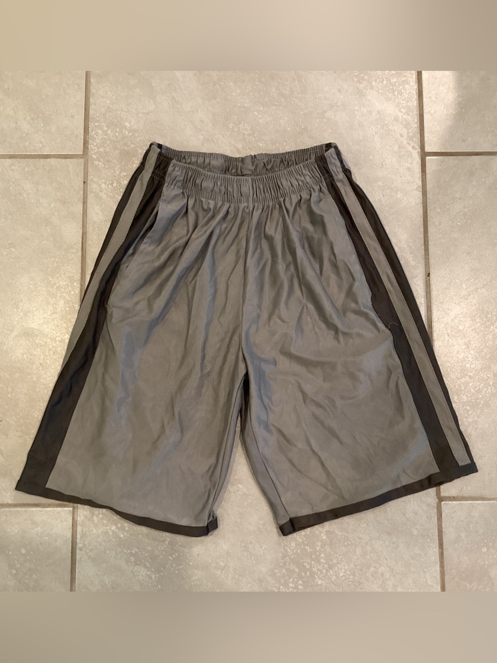 Kids Grey Athletic Shorts with Black Side Panels